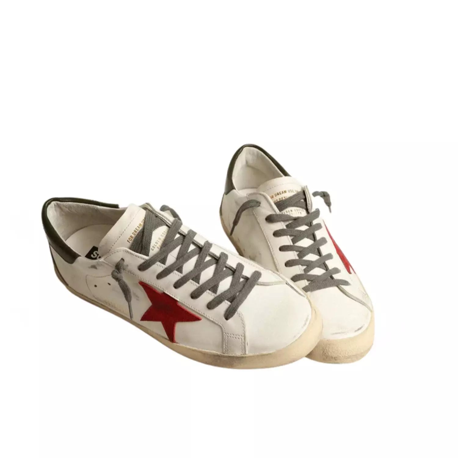 Golden Goose Super-Star with red suede star and green leather heel tab(Men's)