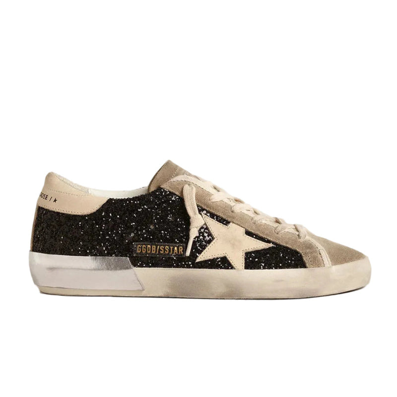 Golden Goose Super-Star Black Glitter Nappa Cream