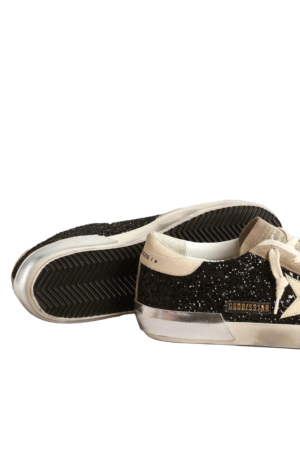Golden Goose Super-Star Black Glitter Nappa Cream