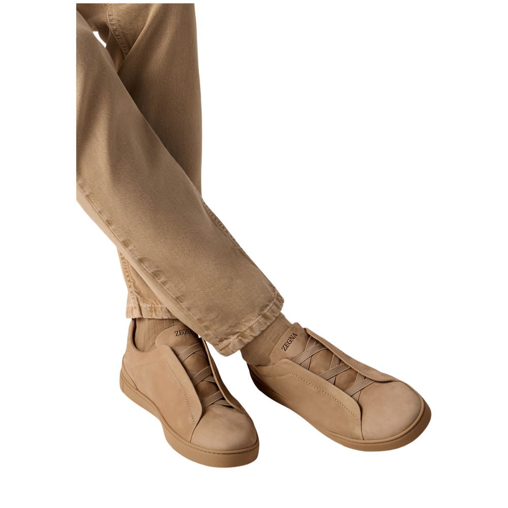 ZEGNA BEIGE TRIPLE STITCH™ SECONDSKIN SNEAKERS
