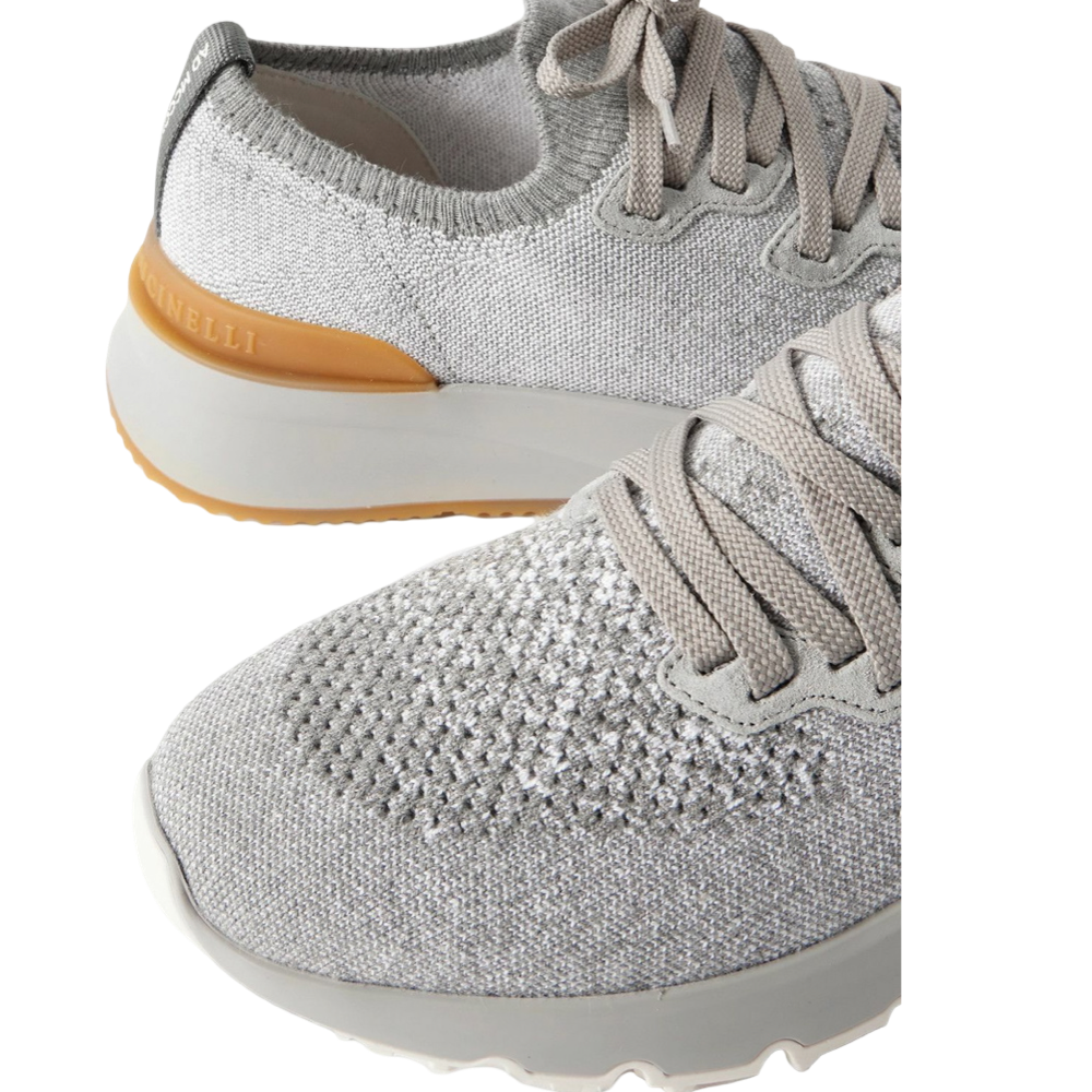 BRUNELLO CUCINELLI
Cotton chiné knit sneakers in grey