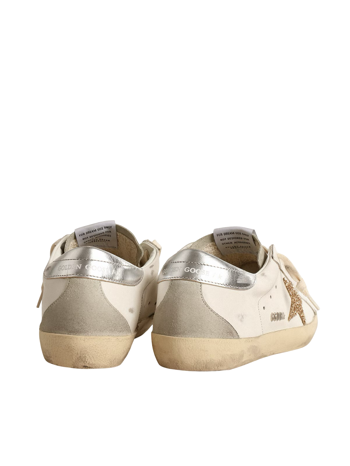Golden goose Women's Super-Star with gold glitter star and ice-gray suede inserts