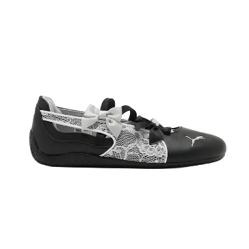 PUMA SPEEDCAT BALLET LACES BLACK WHITE WOMENS