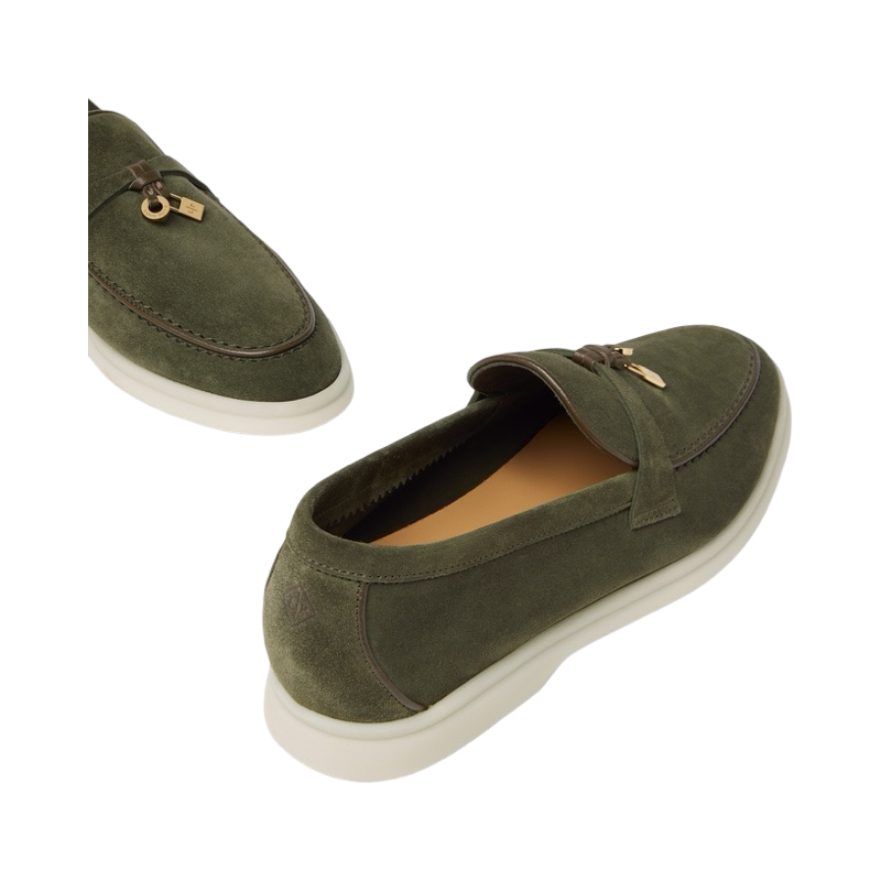 Loro Piana olive Suede Summer Charms Walk