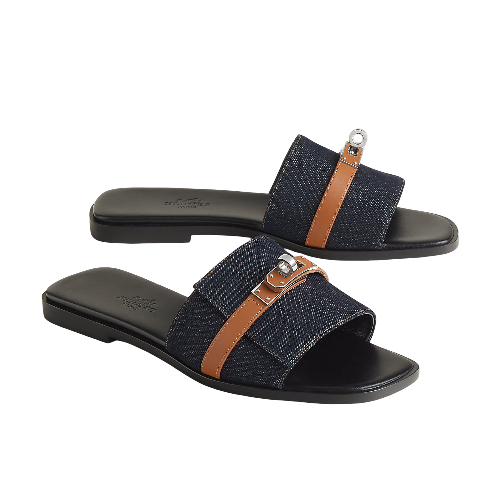 Hermes sandal Bleu Brut / Naturel