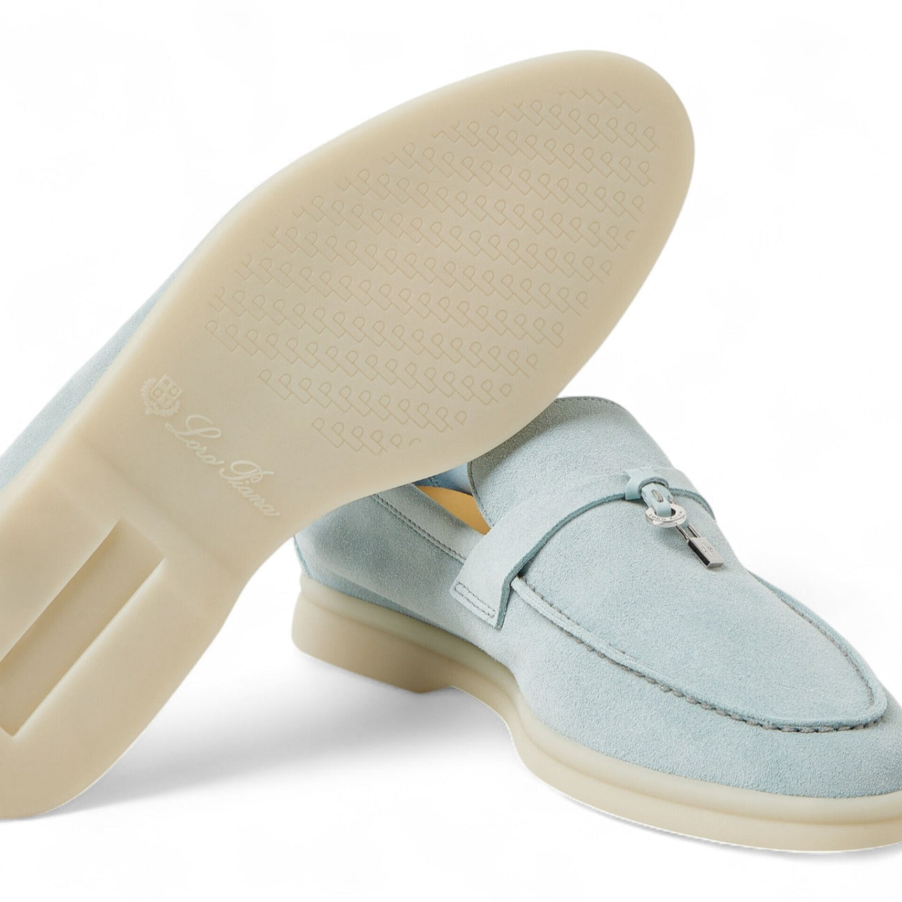 LORO PIANA SUMMER CHARMS WALK SUEDE WOMEN LIGHT BLUE LOAFER