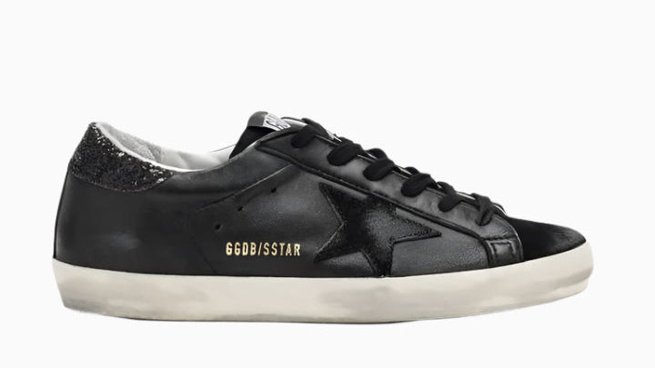 Golden Goose Women's Superstar Glitter Heel Low Top Sneakers in black