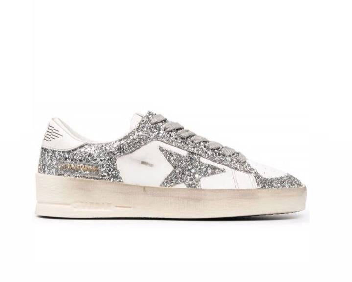 Golden Goose Women's Superstar Glitter Low Top Sneakers in silver