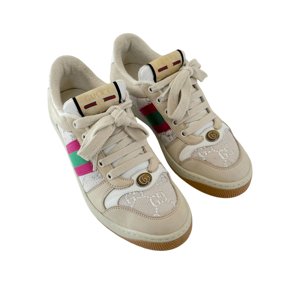 GUCCI SCREENER LEATHER SNEAKERS