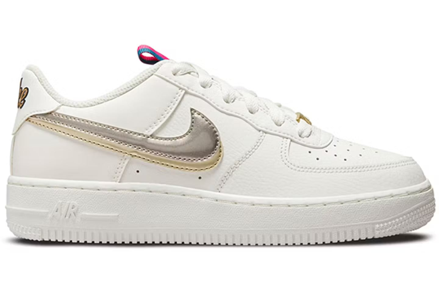Nike Air Force 1 LV8 Double Swoosh Silver Gold wmns