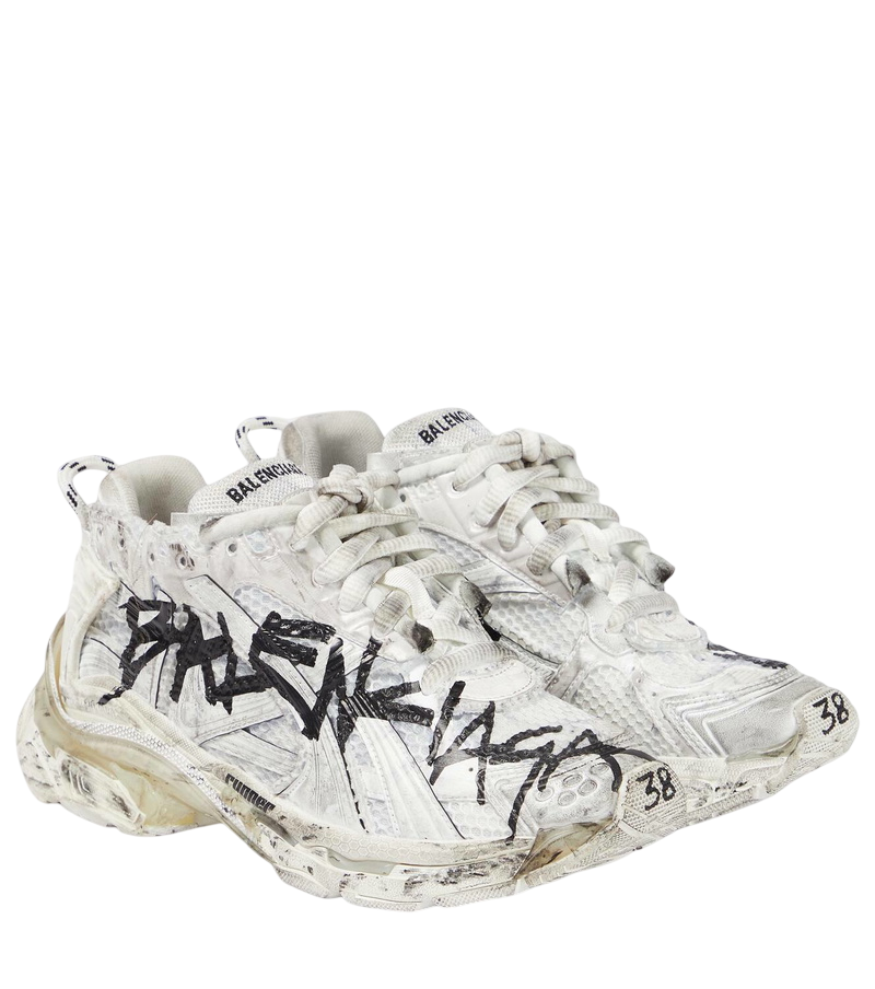 Balenciaga - Graffiti Runner Sneakers in White