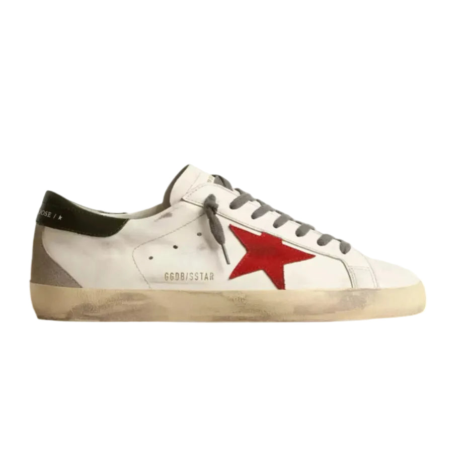 Golden Goose Super-Star with red suede star and green leather heel tab(Men's)