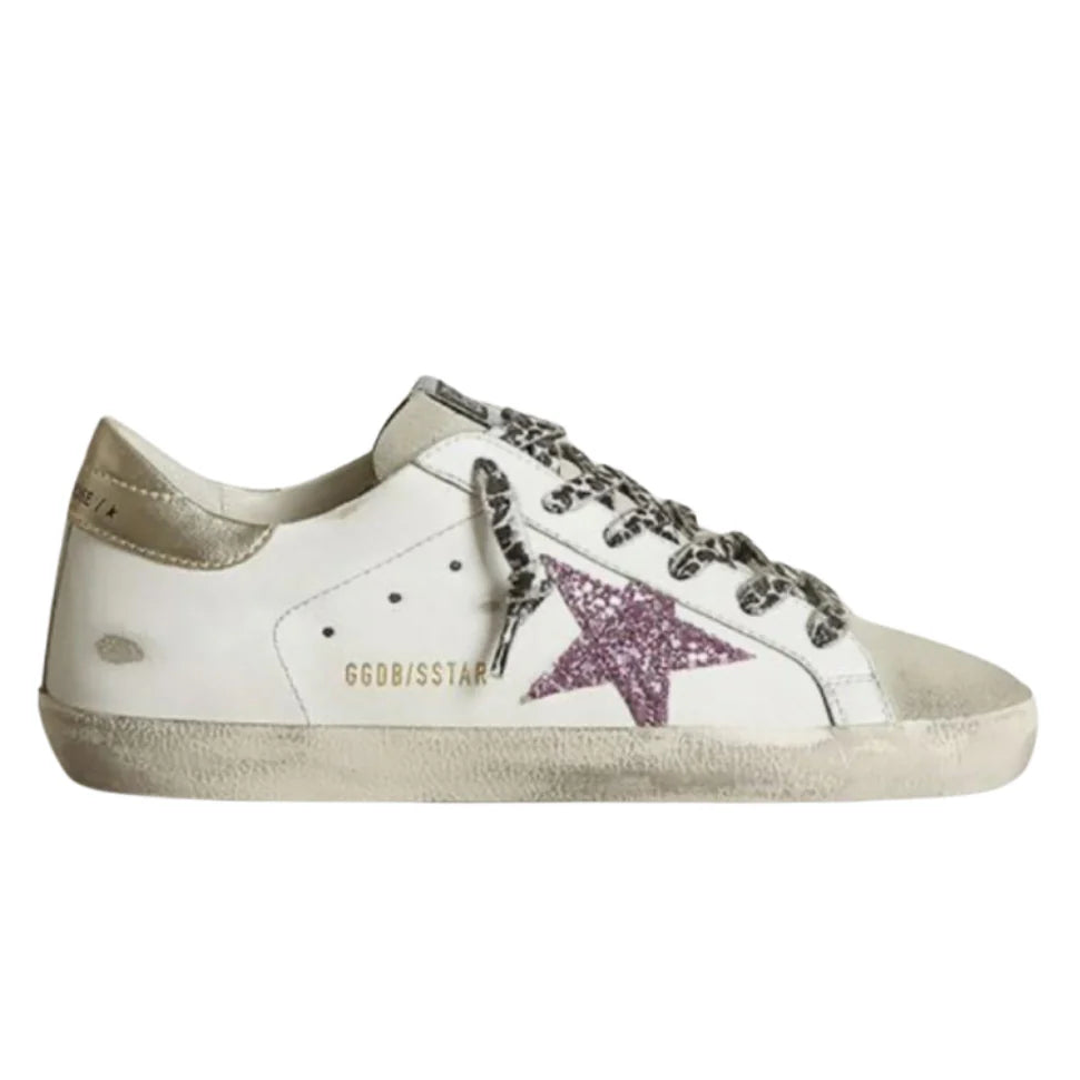 Golden Goose Super- (Pink) Star with/ Glitter & Gold Heel Tab