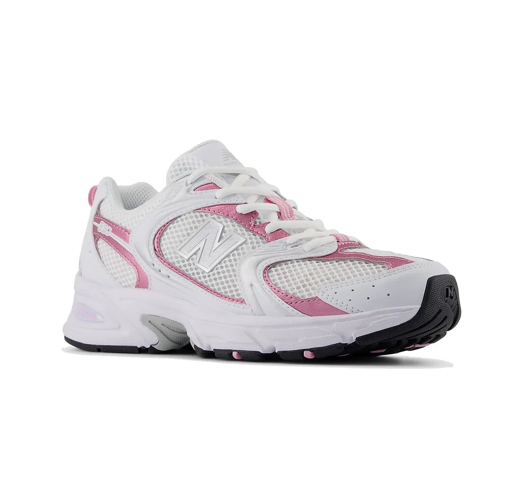 New Balance 530 White with Pink Sugar and Silver Metallic