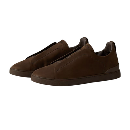 ZEGNA DARK BROWN TRIPLE STITCH™ SECONDSKIN SNEAKERS