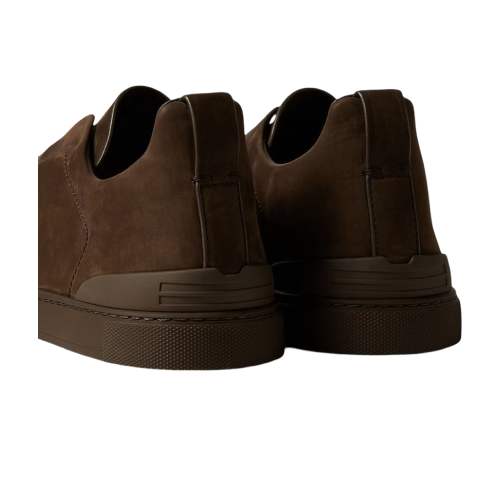 ZEGNA DARK BROWN TRIPLE STITCH™ SECONDSKIN SNEAKERS