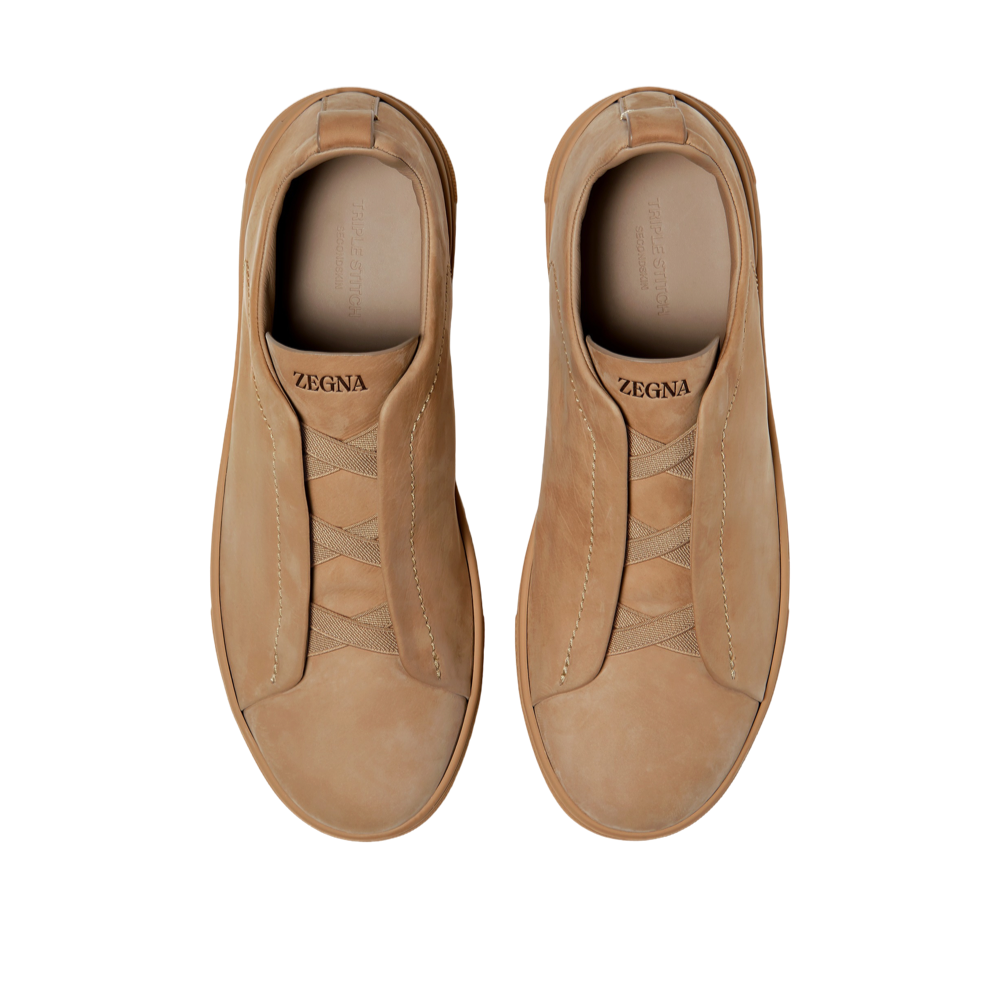 ZEGNA BEIGE TRIPLE STITCH™ SECONDSKIN SNEAKERS