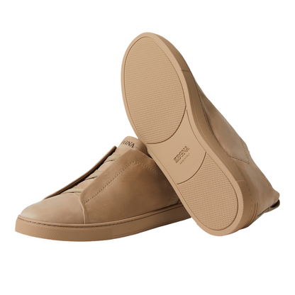 ZEGNA BEIGE TRIPLE STITCH™ SECONDSKIN SNEAKERS