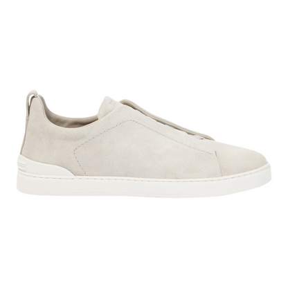Zegna White Triple Stitch suede sneakers