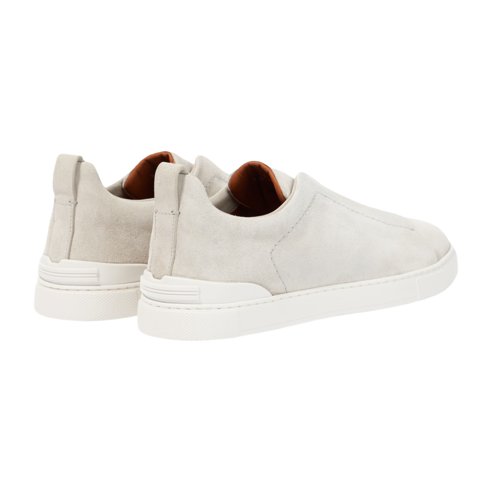 Zegna White Triple Stitch suede sneakers