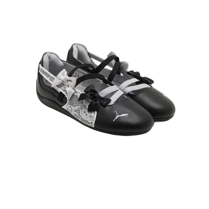 PUMA SPEEDCAT BALLET LACES BLACK WHITE WOMENS