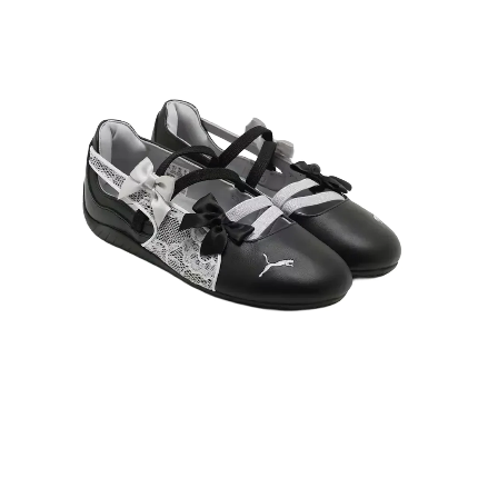 PUMA SPEEDCAT BALLET LACES BLACK WHITE WOMENS