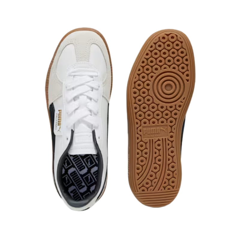 PUMA Palermo Leather Trainers in White & Black