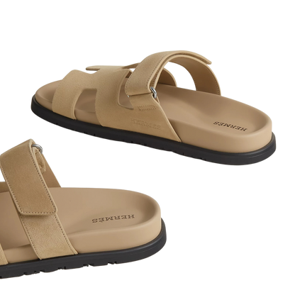 Hermes Chypre Sandal Beige Suede