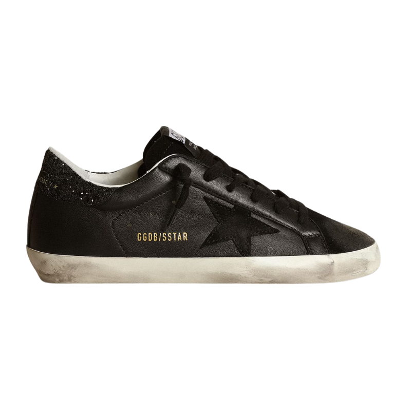 Golden Goose Women's Superstar Glitter Heel Low Top Sneakers in black