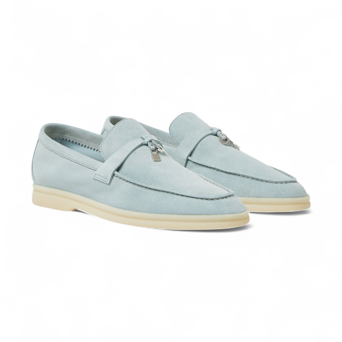 LORO PIANA SUMMER CHARMS WALK SUEDE WOMEN LIGHT BLUE LOAFER