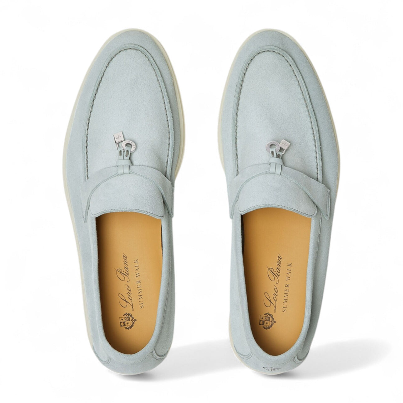 LORO PIANA SUMMER CHARMS WALK SUEDE WOMEN LIGHT BLUE LOAFER