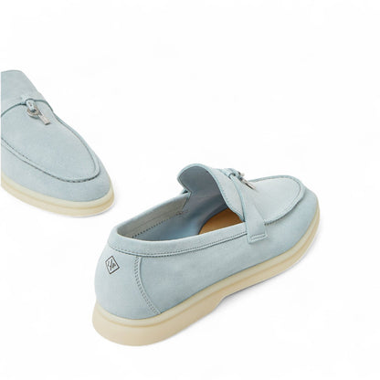 LORO PIANA SUMMER CHARMS WALK SUEDE WOMEN LIGHT BLUE LOAFER