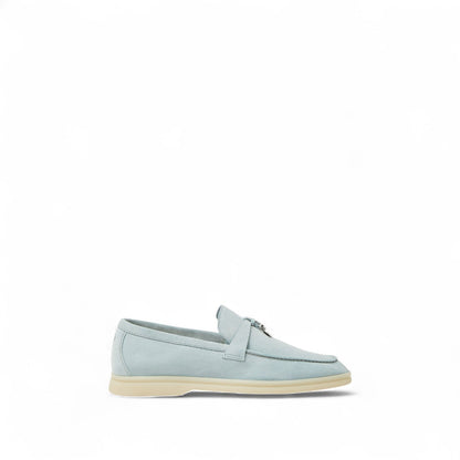 LORO PIANA SUMMER CHARMS WALK SUEDE WOMEN LIGHT BLUE LOAFER
