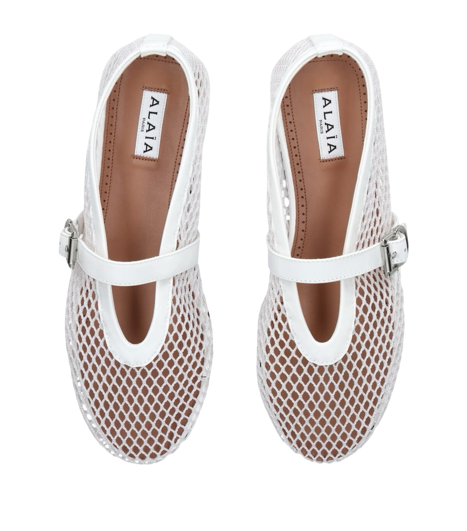 ALAÏA 
Mesh Ballet Flats white