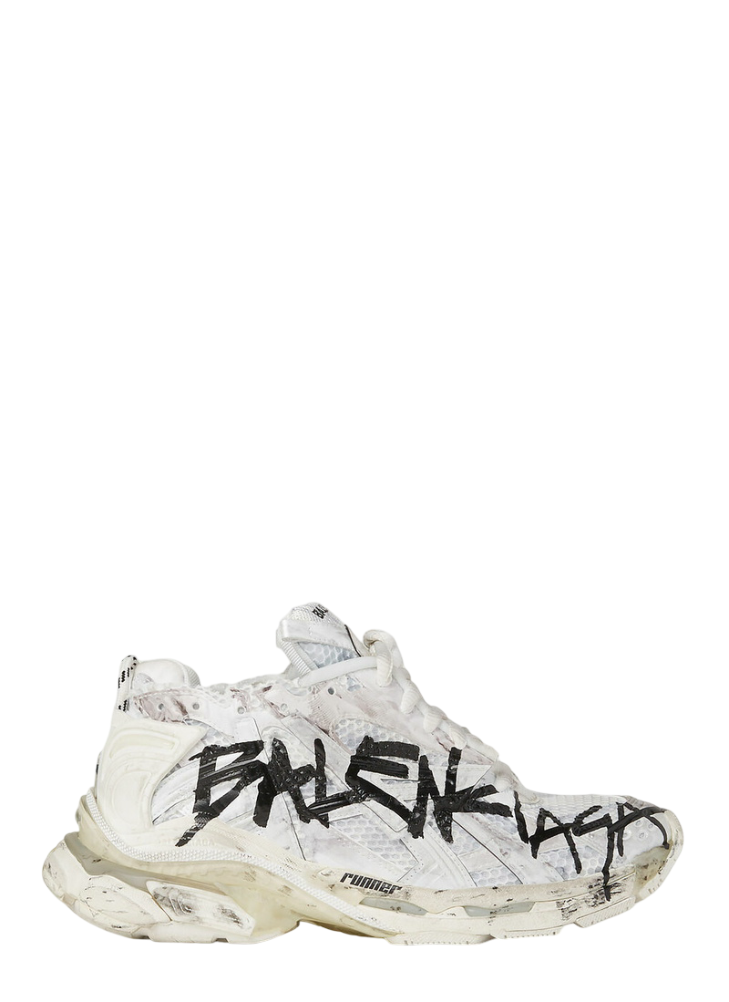 Balenciaga - Graffiti Runner Sneakers in White