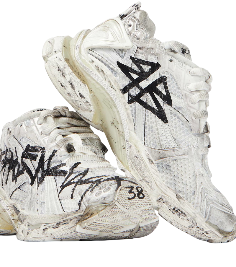Balenciaga - Graffiti Runner Sneakers in White