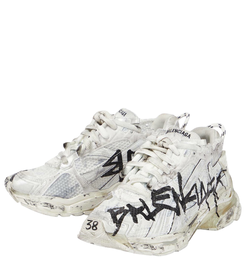 Balenciaga - Graffiti Runner Sneakers in White