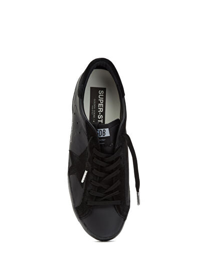 Golden Goose Men's Super-Star in black nappa with black suede star and heel tab