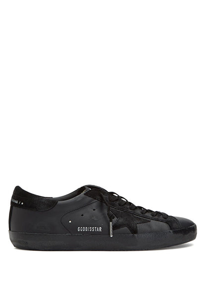 Golden Goose Men's Super-Star in black nappa with black suede star and heel tab