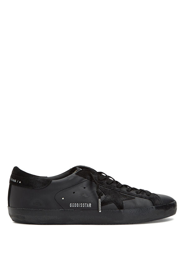Golden Goose Men's Super-Star in black nappa with black suede star and heel tab