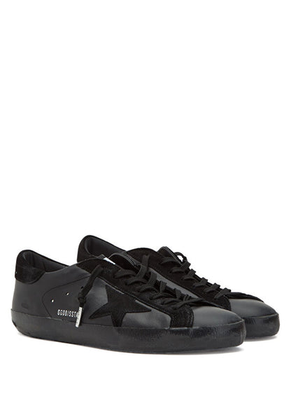 Golden Goose Men's Super-Star in black nappa with black suede star and heel tab