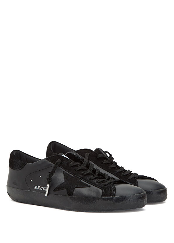 Golden Goose Men's Super-Star in black nappa with black suede star and heel tab